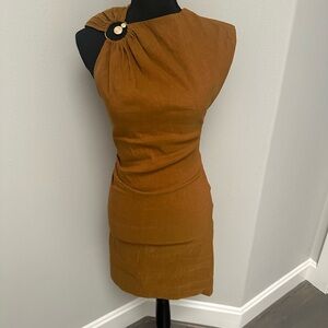 Zara Brown One-Shoulder Dress